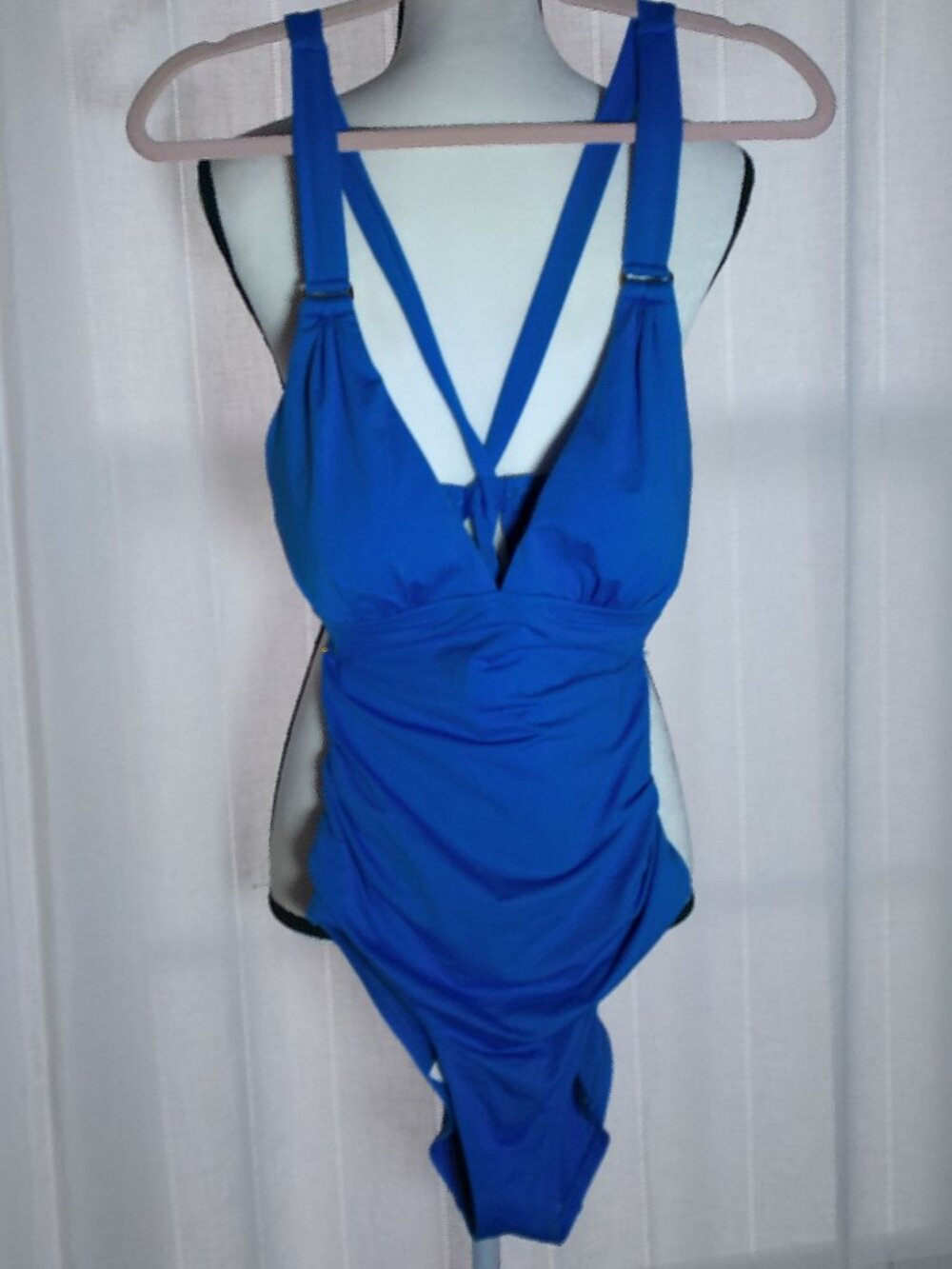 TOMMY BAHAMA Swimsuit One Piece Royal Blue w/Side Ruching NWT Size 12